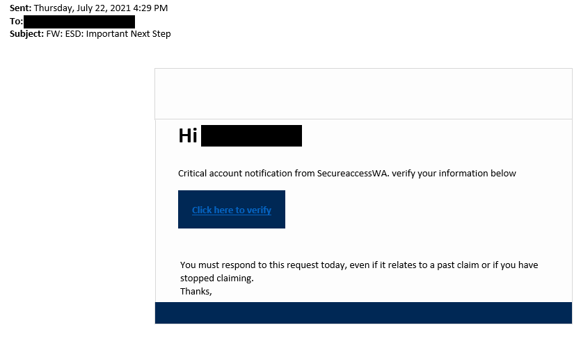 US DOL phishing email