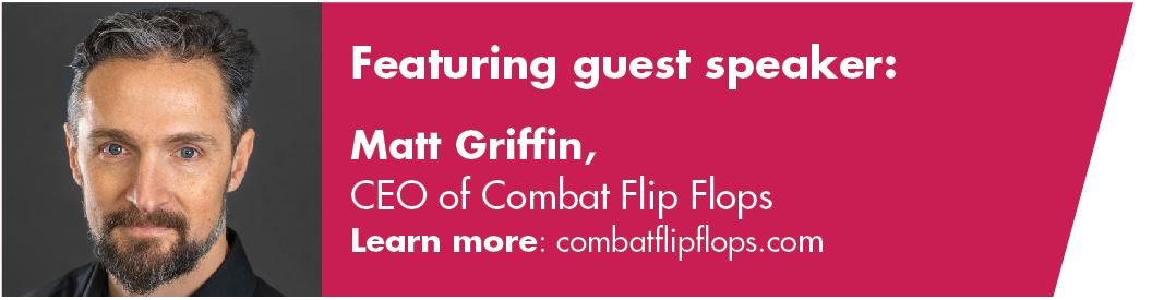 Guest speaker Matt Griffin of Combat Flip Flops