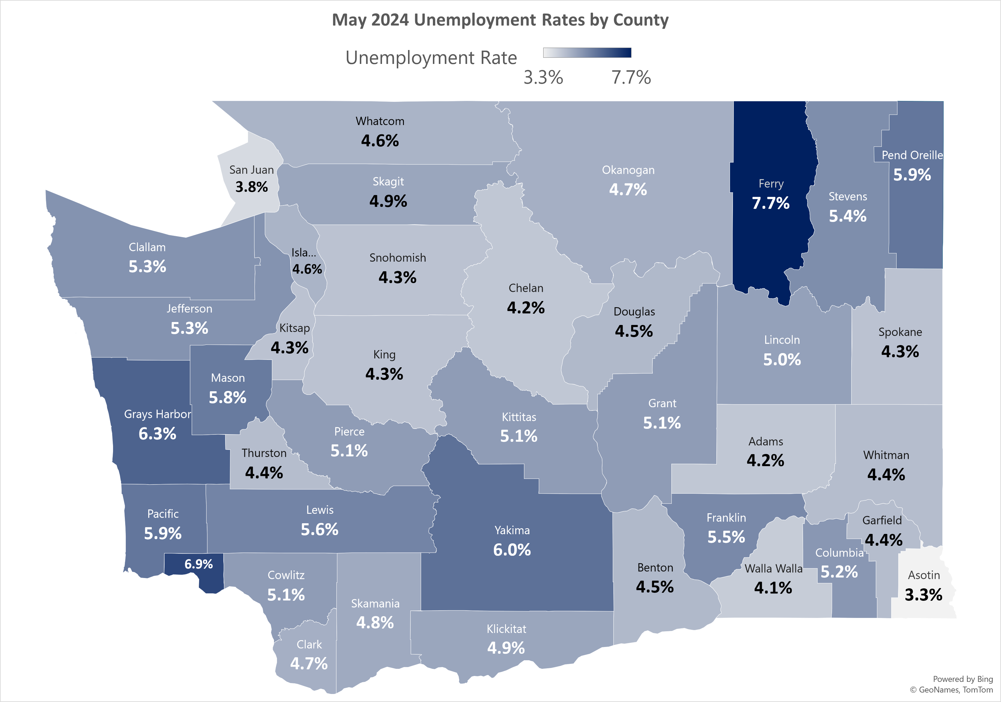 Unemployment Rates by County Map