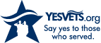 blue horizontal Yes Vets logo for use on white background