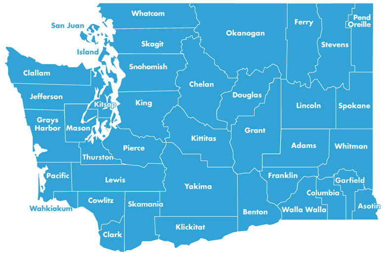 Map of Washington counties