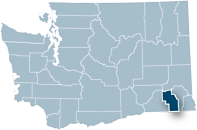 Washington state map with Columbia county highlighted