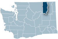 Washington state map with Ferry county highlighted