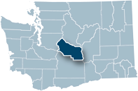 Washington state map with Kittitas county highlighted