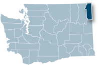Washington state map with Pend Oreille county highlighted