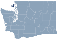Washington state map with San Juan county highlighted
