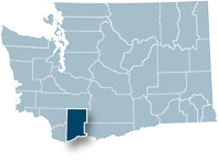 Washington state map with Skamania county highlighted