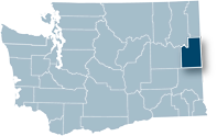 Washington state map with Spokane county highlighted