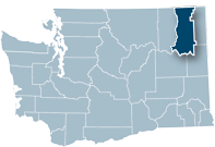Washington state map with Stevens county highlighted
