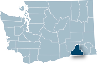 Washington state map with Walla Walla county highlighted