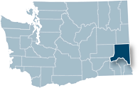 Washington state map with Whitman county highlighted