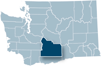 Washington state map with Yakima county highlighted